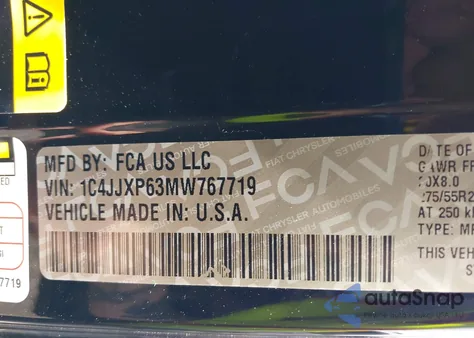 2021 Jeep Wrangler 4Xe Unlimited High Altitude 4X4 z USA, uszkodzony, nr VIN 1C4JJXP63MW767719